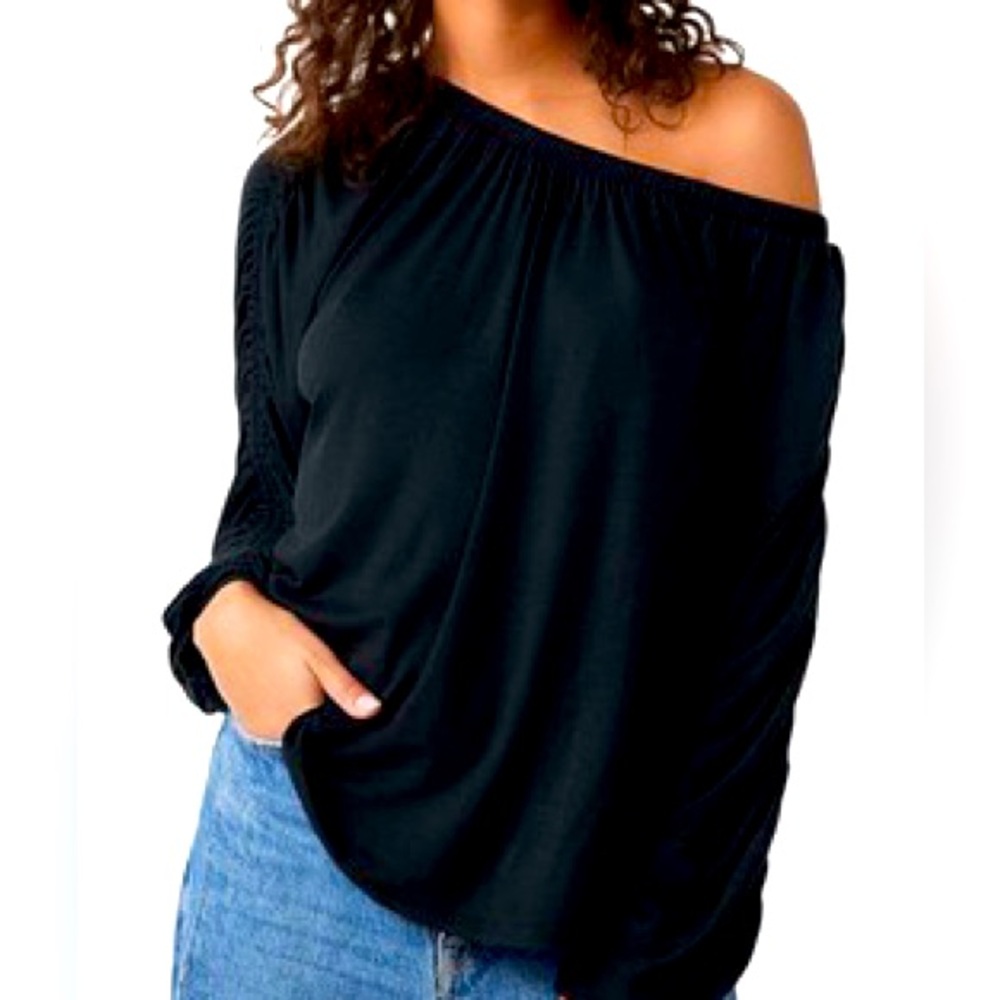 NWT We the Free Serenade Black Off-Shoulder Top